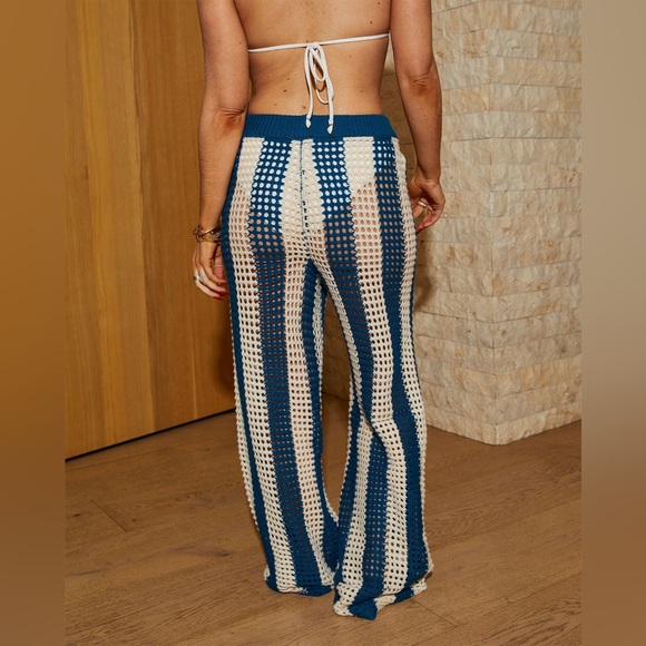 VICI Bradley Crochet Wide Leg Cover Up Pants Teal Size Medium - Picture 2 of 8